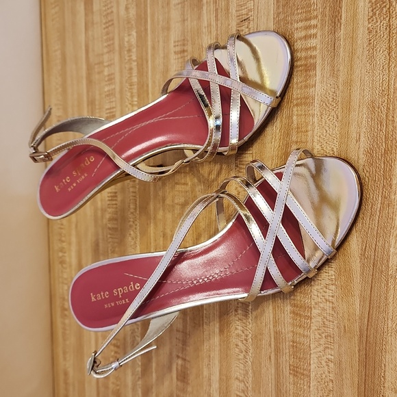 KATE SPADE Elegant Gold Strappy Women's Heels, size 7.5 - Picture 1 of 12